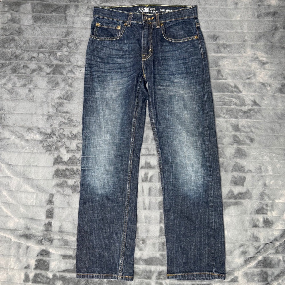 Signature by Levi Strauss & Co Mens S67 Athletic Fit Dark Wash Jeans 30x27